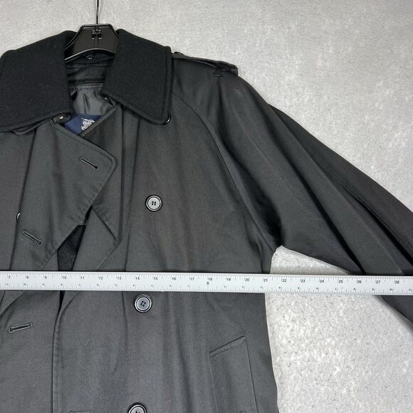 Burberry Trench Coat Womens 8 Black Full Length Nova Check Removable Lining - Picture 11 of 16